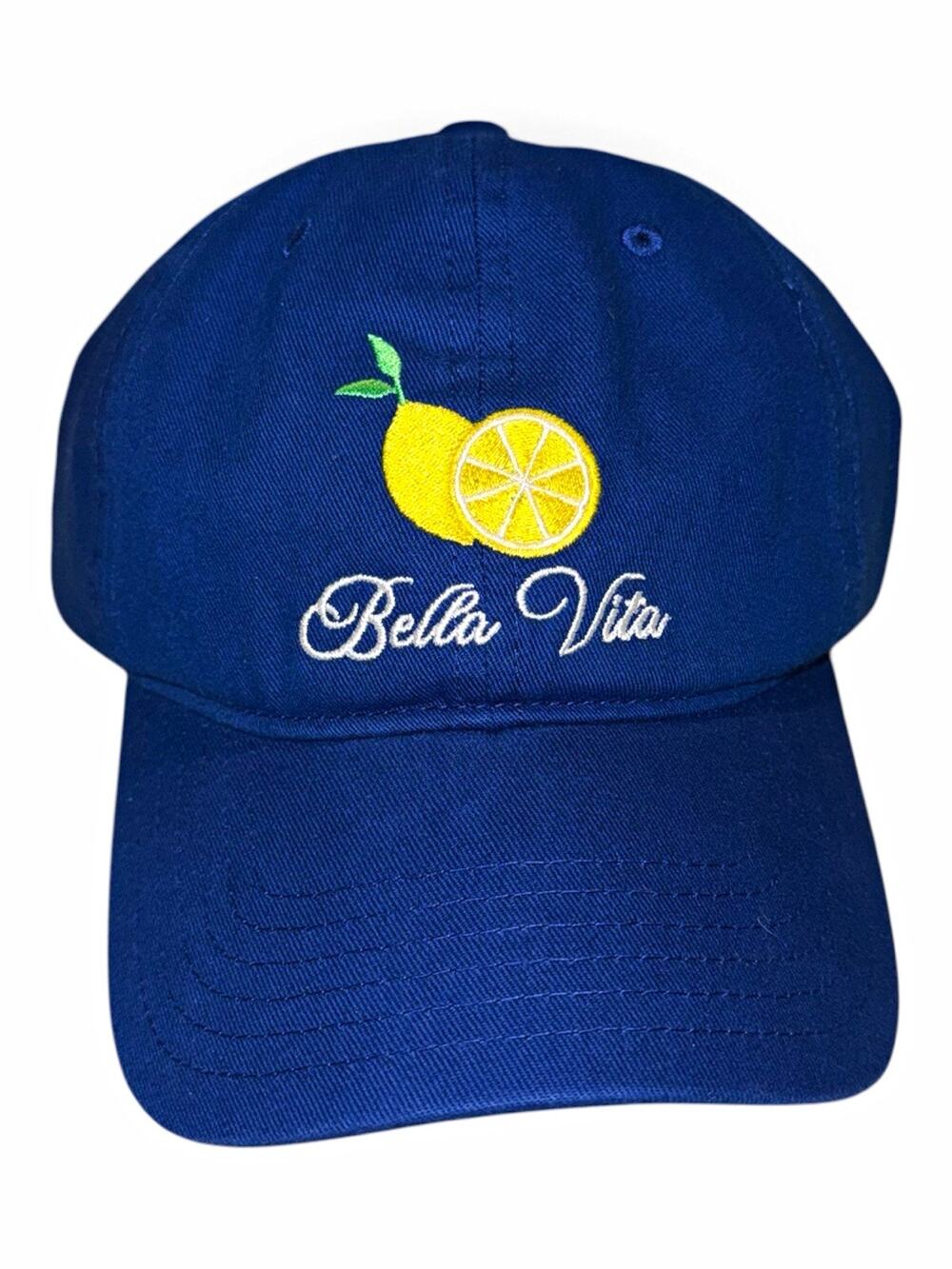 C&C California Bella Vita Lemon Embroidered Navy Baseball Cap Hat OS NWT